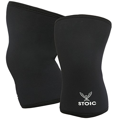Product Cover Stoic Knee Sleeves for Powerlifting - 7mm Thick Neoprene Sleeve for Bodybuilding, Weight Lifting Best for Squats, Cross Training, Strongman Professional Quality & Ultra Heavy Duty (Pair) (Small)