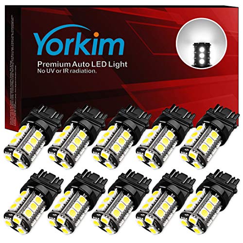 Product Cover Yorkim Super Bright 3157 LED Light Bulbs White, 3056 3156 3156A 3057 4057 3157 4157 T25 LED Bulbs for Brake Lights, Backup Reverse Lights， Reverse Tail Lights - Pack of 10