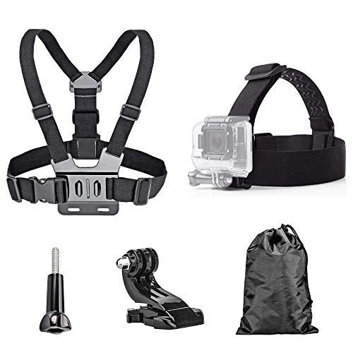 Product Cover TEKCAM Action Camera Head Strap Chest Harness Belt Mount with Carrying Pouch Compatible with Gopro Hero 7 6 5/AKASO EK7000 Brave 4 V50/Crosstour 4k/Campark/DBPOWER/Dragon Touch Waterproof Camera