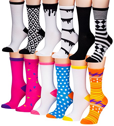 Product Cover Tipi Toe Women's 12 Pairs Colorful Patterned Crew Socks