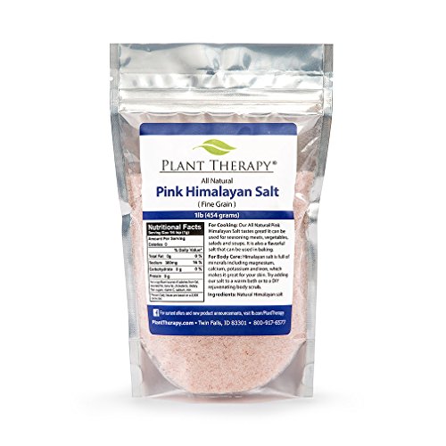 Product Cover Plant Therapy Himalayan Pink Salt. Fine Grain, Rich in Nutrients and Minerals To Improve Your Health. 1 pound (454 grams).