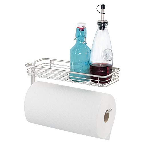 Product Cover InterDesign Classico Paper Towel Holder with Shelf for Kitchen, Laundry, Garage - Wall Mount, Satin