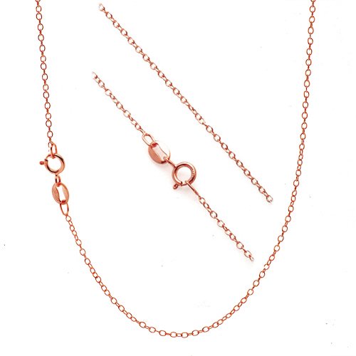 Product Cover Bling For Your Buck Rose Gold-Tone Over Sterling Silver 1.2mm Very Thin Italian Cable Chain Necklace 14