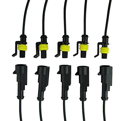 Product Cover MUYI 5 sets 16AWG Waterproof Electrical Connectors Kit 1.5mm Series Terminal and Rubber Seal with 10cm Wire Weatherpack Connectors (1 pin)