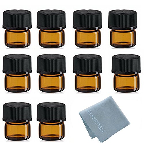 Product Cover Simple-e 50pcs 1ml (1/4 Dram) Amber Mini Glass Bottle 1cc Amber Sample Vial Small Essential Oil Bottle Travel Must + 1pc Glass Clean Cloth