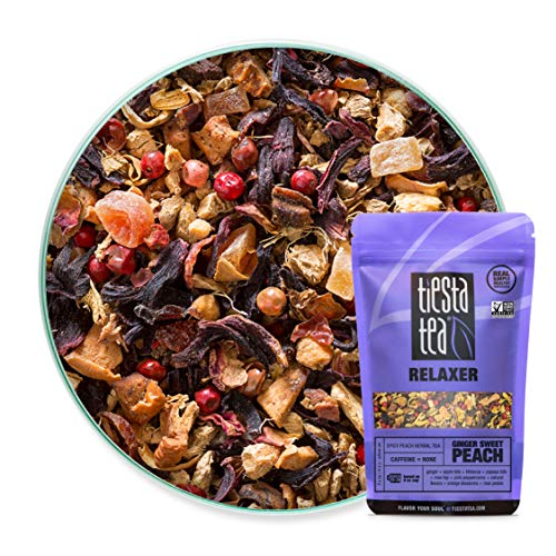 Product Cover Tiesta Tea | Ginger Sweet Peach, Loose Leaf Spicy Peach Herbal Tea | All Natural, Caffeine Free, Stress Relief, Relax, Sleep Tea, Calming | 2.2oz Resealable Pouch - 30 Cups | Ginger Herbal Tea