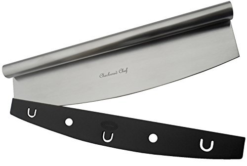Product Cover Checkered Chef Pizza Cutter Sharp Rocker Blade With Cover. Heavy Duty Stainless Steel. Best Way To Cut Pizzas And More. Dishwasher Safe.
