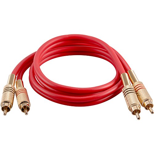 Product Cover Seismic Audio Premium Red 3 Foot Dual RCA Male Audio Patch Cable (SAPRCA3-RD)