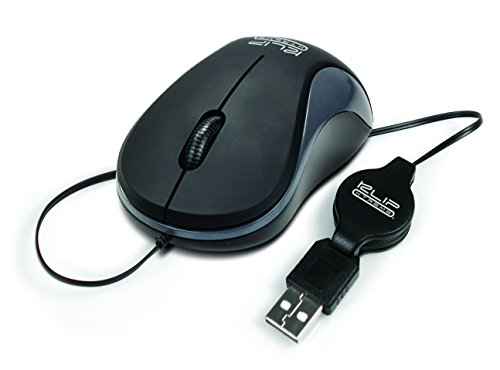 Product Cover Klip Xtreme Karbon Full Size USB Mouse- Retractable Cord- 3D Optical 3 Button- 1000 DPI Resolution- USB Connection- Ambidextrous Design- Plug and Play- Black & Gray Color