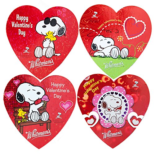 Product Cover Whitmans Valentine Day Chocolates | Snoopy From Movie Peanut | 4 Different Love/heart Shaped Gift Boxes Each with 3 Assorted Pieces