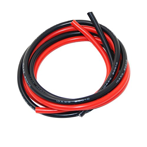 Product Cover BNTECHGO 10 Gauge Silicone Wire 10 ft red and 10 ft Black Flexible 10 AWG Stranded Copper Wire