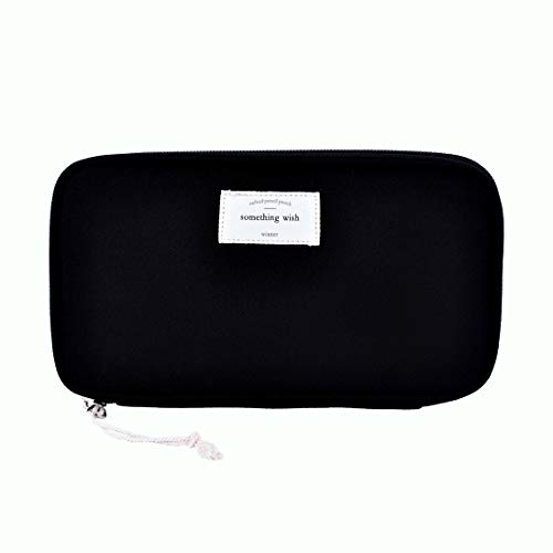 Product Cover iSuperb Large Capacity Waterproof Oxford Pencil Case Stationery Pencil Pouch Bag Case Cosmetic Makeup Bag Passport Organizer Bag 8.5x4.5inch (Black)