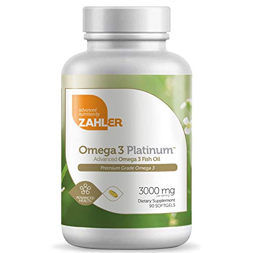 Product Cover Zahler Omega 3 Platinum 3000mg, Advanced Omega 3 Fish Oil Supplement, Burpless Softgel with No Fishy Aftertaste, Highest in EPA and DHA,Certified Kosher, 90 Softgels
