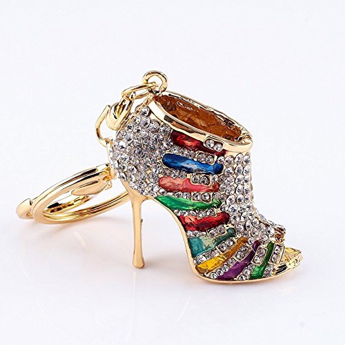 Product Cover Axmerdal Crystal Rhinestone Diamante High Heel Shoe Decoration Chain for Phone Car Bag Key Ring Keychain Charm Gift - Perfect for Women Ladies Girls' Phone Key Bag Multi-Colored