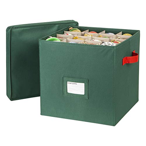 Product Cover Richard's Homewares - 64 Compartment Cube Ornament Organizer - Holiday Green with Red Handles