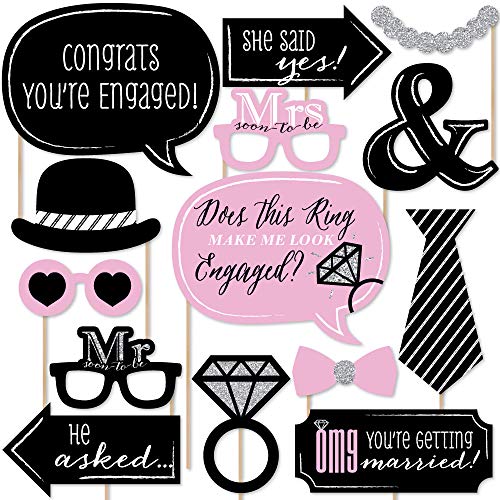 Product Cover Big Dot of Happiness Omg, You're Getting Married - Engagement Photo Booth Props Kit - 20 Count