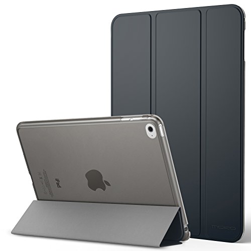 Product Cover MoKo iPad Mini 4 Case - Slim Lightweight Shell Stand Cover with Translucent Frosted Back Protector for Apple iPad Mini 4 7.9 inch 2015 Release Tablet, Space GRAY (with Auto Wake/Sleep)