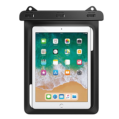 Product Cover MoKo Universal Waterproof Case, Dry Bag Pouch for New iPad 9.7 2017, iPad Pro 9.7, iPad Air 2, iPad 4/3/2, Samasung Tab S3/Tab S2/Tab A 9.7, Galaxy Note 8, Tab E 9.6 and More Up to 10 Inch, Black