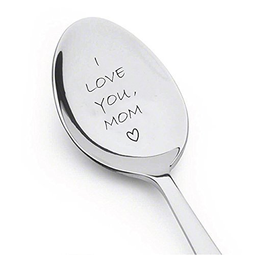 Product Cover Boston Creative company LLC I Love You Mom Spoon Unique Gifts Stainless Steel Gifts for mom Gifts for Her Mom Gifts Engraved Spoon Spoon Gift