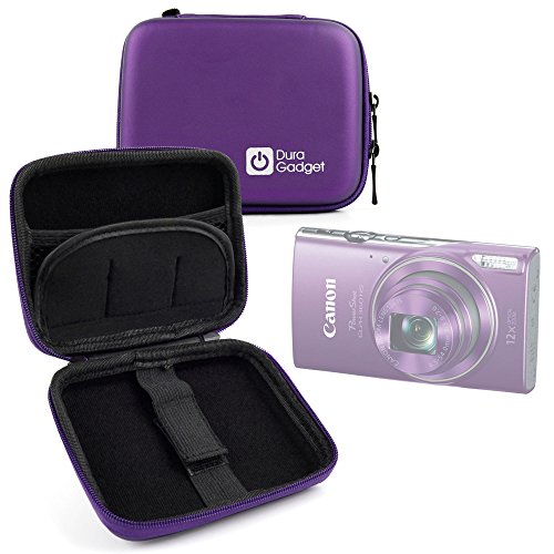Product Cover DURAGADGET Purple Hard Shell EVA Box-Style Case - Suitable for Use with The Canon Powershot ELPH 360 HS | Powershot ELPH 300 | Powershot ELPH 180 | Powershot ELPH 190 is |