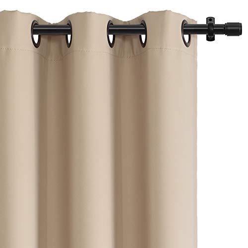 Product Cover Rose Home Fashion RHF Blackout Thermal Insulated Curtain - Antique Bronze Grommet Top for Bedroom or Living Room,Grommet Curtain, Sold as 1 Panel,52W by 84L Inches-Beige