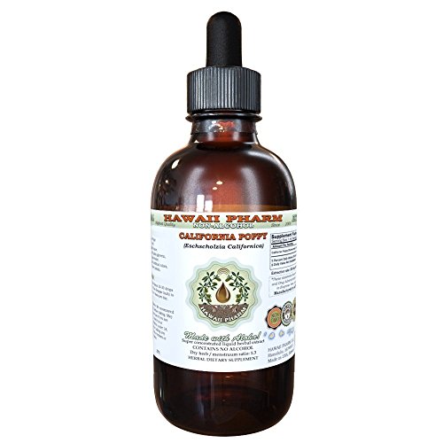Product Cover California Poppy Alcohol-FREE Liquid Extract, Organic California Poppy (Eschscholzia Californica) Dried Above-Ground Part Glycerite Hawaii Pharm Natural Herbal Supplement 2 oz