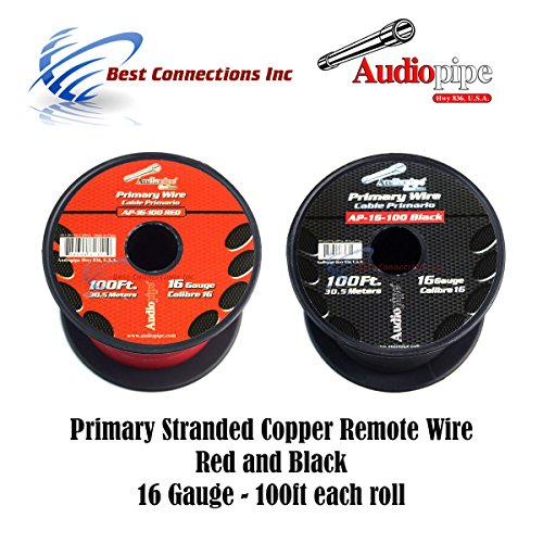 Product Cover 16 GAUGE WIRE RED & BLACK POWER GROUND 100 FT EACH PRIMARY STRANDED COPPER CLAD