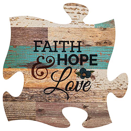 Product Cover P. Graham Dunn Faith Hope & Love Multicolor 12 x 12 Wood Wall Art Puzzle Piece Plaque
