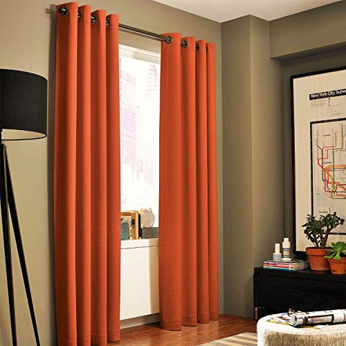 Product Cover Gorgeous Home *DIFFERENT SOLID COLORS & SIZES* (#72) 1 PANEL SOLID THERMAL FOAM LINED BLACKOUT HEAVY THICK WINDOW CURTAIN DRAPES BRONZE GROMMETS (ORANGE, 95