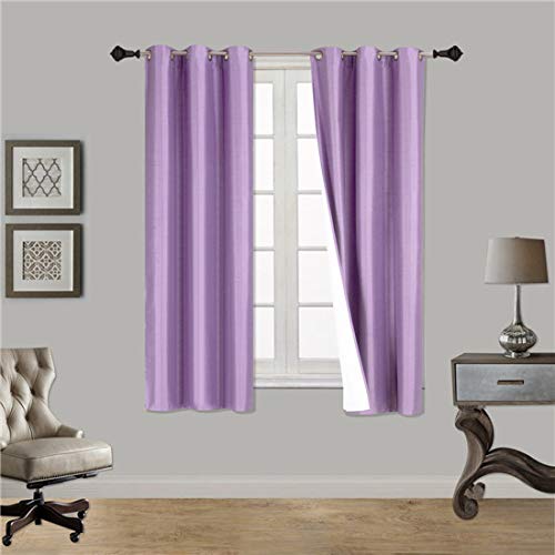 Product Cover Gorgeous Home *DIFFERENT SOLID COLORS & SIZES* (#72) 1 PANEL SOLID THERMAL FOAM LINED BLACKOUT HEAVY THICK WINDOW CURTAIN DRAPES BRONZE GROMMETS (LAVENDER PURPLE, 63