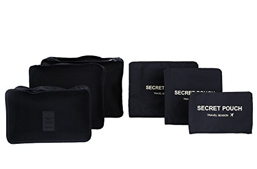 Product Cover 6 sets travel Organizers Packing Cubes Luggage Organizers Compression Pouches (black)