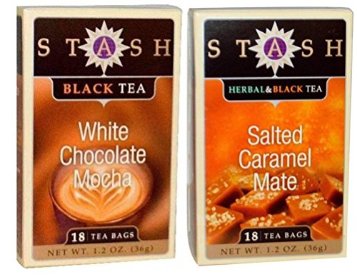 Product Cover Stash Black Tea 2 Flavor Variety Bundle, (1) each: Salted Caramel Mate, and White Chocolate Mocha (1.2 Ounces)