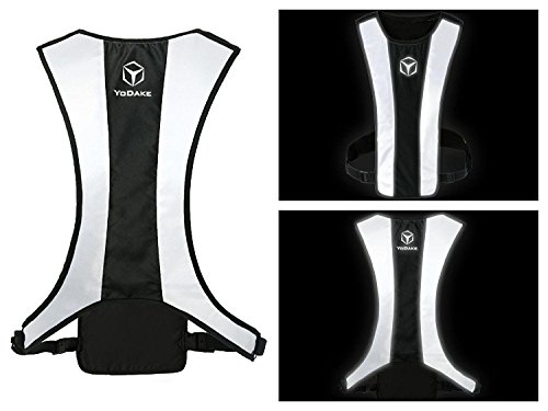 Product Cover YODAKE Fashion Reflective Safety Vest of Unique Design with Pocket for Running and Walking Etc. - Large Area Reflective, Lightweight & High Visibility Night Running Vests