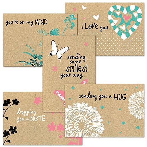 Product Cover Thinking of You Kraft Greeting Card Value Pack - Set of 20 (5 designs), Large 5