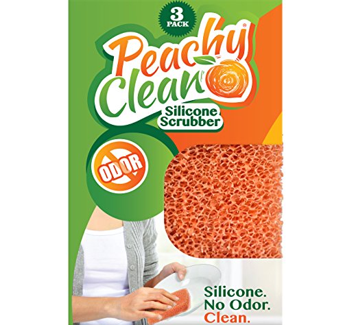 Product Cover Peachy Clean Silicone Scrubber (Qty 3) - Kitchen and Dish Scrubber (Peach Fragrance)
