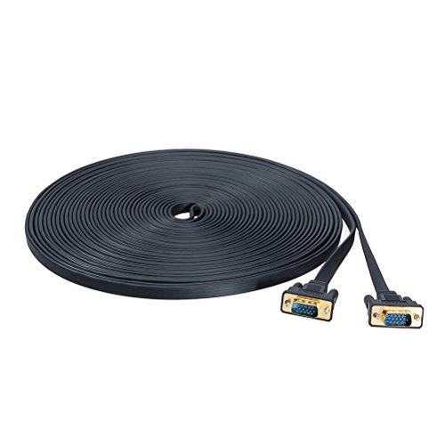 Product Cover DTECH 15M Ultra Thin Flat Type Computer Monitor VGA Cable Standard 15 Pin Male to Male VGA Wire 50 Feet