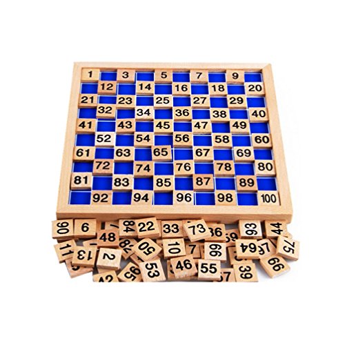 Product Cover Amberetech Wooden Toys Hundred Board Montessori 1-100 Consecutive Numbers Wooden Educational Game for Kids with Storage Bag,Size 8.268.26inches
