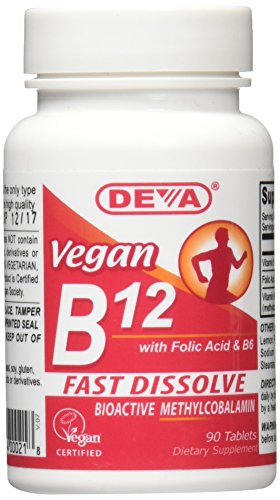 Product Cover Deva Vegan Vitamins Sublingual B12 1000 mcg Tablets, 90 Count