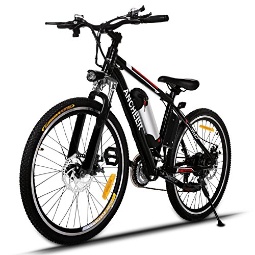 Product Cover ANCHEER Power Plus Electric Mountain Bike, 26'' Electric Bike with Removable 36V 8Ah Lithium-Ion Battery, 21 Speed Shifter (Black)