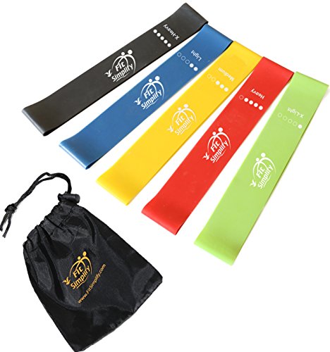 Product Cover Fit Simplify Resistance Loop Exercise Bands with Instruction Guide, Carry Bag, EBook and Online Workout Videos, Set of 5