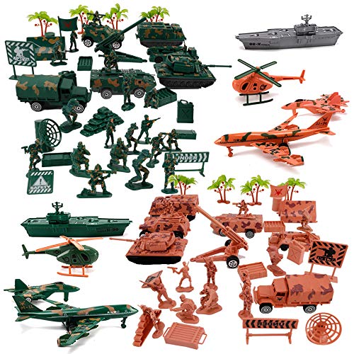 Product Cover Liberty Imports Deluxe Action Figures Army Men Soldier Military Playset with Scaled Vehicles (73 pcs)