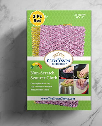 Product Cover Non-Scratch HEAVY DUTY Scouring Pad or Pot Scrubber Pads (2PCs) | For Scouring Kitchen, Dishwashing, Cleaning | Nylon Mesh Scrubbing Scrubbies | Scrub Pads Cloth Outlast ANY Sponges