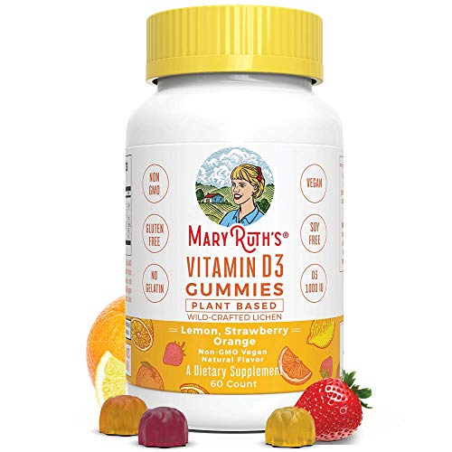 Product Cover Vegan Vitamin D3 Gummy (Plant-Based) by MaryRuth's - Made from Lichen! Non-GMO, Paleo Friendly, Vegan, Gluten Free, for Men, Women & Children! 1000 IUs Vitamin D3 (60 Count 1-2 Month Supply)