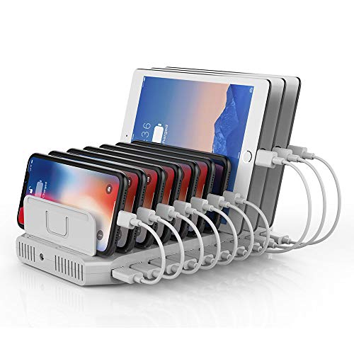 Product Cover Unitek Multi Charging Station, 10-Port USB Charger for Multiple Device with SmartIC Tech and Adjustable Dividers, Organizer Stand Compatible with iPad, Tablet, Kindle, iPhone