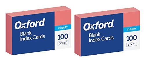 Product Cover Esselte Oxford 7320CHE - Unruled Index Cards, 3 x 5, Cherry, 2 Pack of 100 Cards