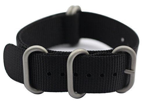 Product Cover ArtStyle Watch Band with 1.5mm Thickness Quality Nylon Strap and Heavy Duty Brushed Buckle (Black, 22mm)