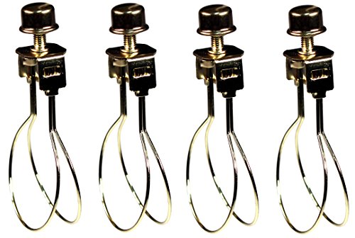 Product Cover Creative Hobbies 4 Pack -Lamp Shade Light Bulb Clip Adapter Clip on with Shade Attaching Finial Top, Gold Color