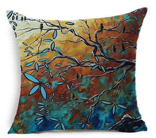 Product Cover QINU KEONU Oil Painting Hundreds of Birds Cotton Linen Throw Pillow Case Cushion Cover Home Sofa Decorative 18 X 18 Inch?3? (6)