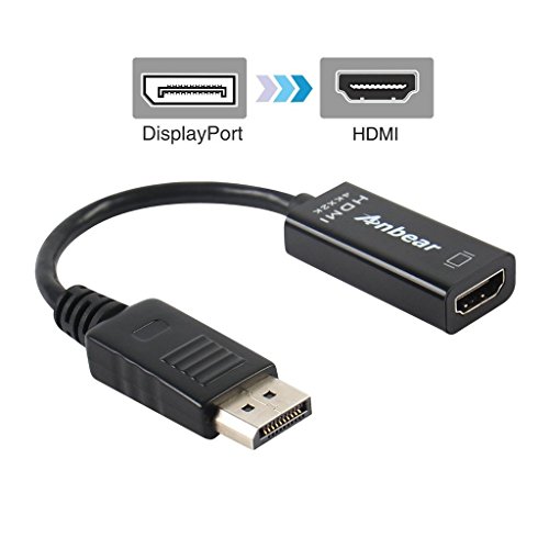 Product Cover DisplayPort 1.2 to HDMI,Anbear Display Port to HDMI Adapter 4K2K Gold Plated (Male to Female) for DisplayPort Enabled Desktops and Laptops to HDMI Converter Connect Displays
