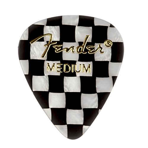 Product Cover Fender 351 Shape Graphic Picks (12 Pack) for electric guitar, acoustic guitar, mandolin, and bass, 351 - Medium, Multicolor (Checker)